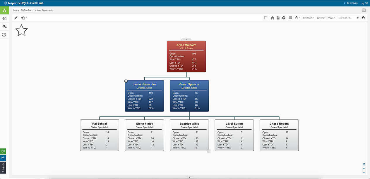 sales and marketing organizational chart showing sales opportunities