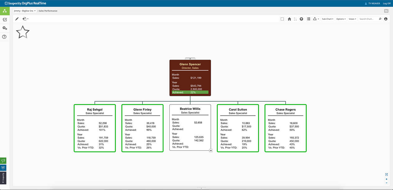 sales and marketing organizational chart for sales performance