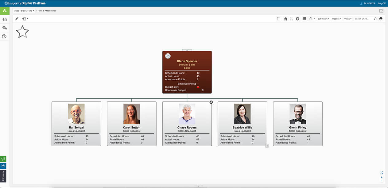 small business organizational chart for time and attendance